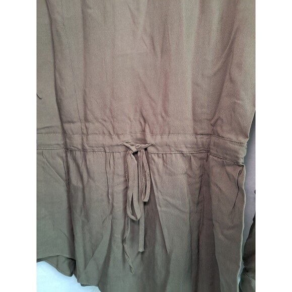 ModCloth Trusty Travel Tie Waist Button Up Top Shirt Olive Green Size XXS - Picture 6 of 12